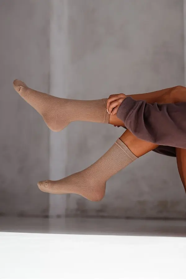 Milena Milena Дамски чорапи в райе бежови