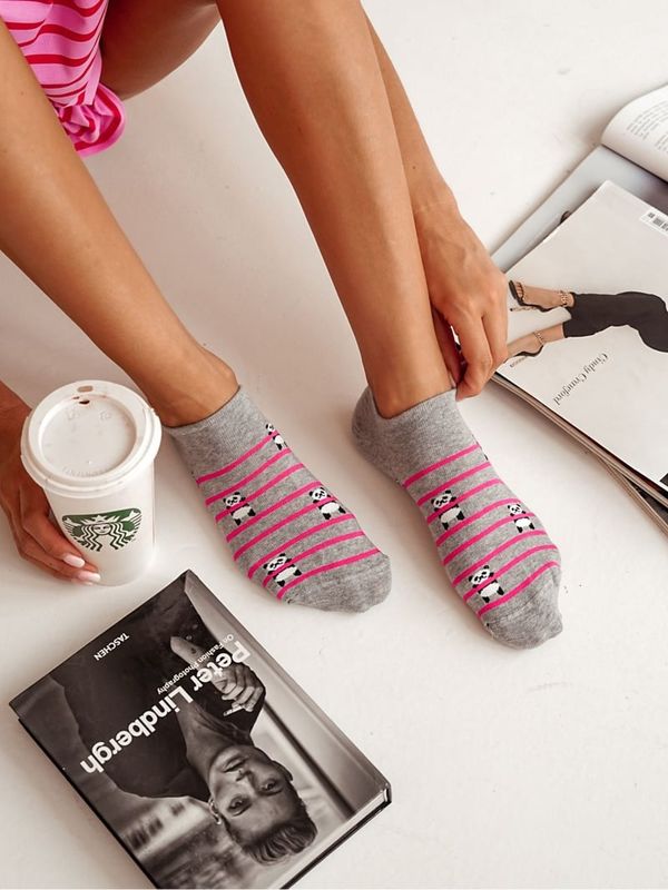 Milena Milena Дамски Къси Чорапи Памучни Панди И Ленти Сиви