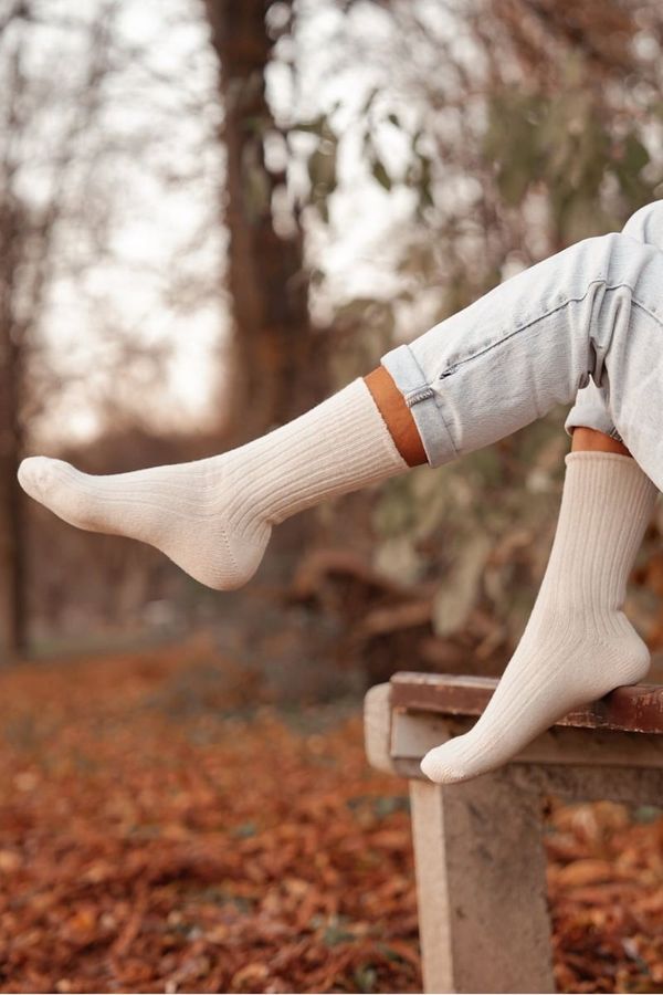 Milena Milena Дамски вълнени чорапи Екру