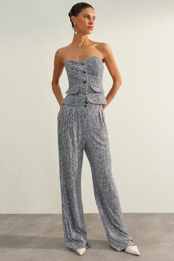 Trendyol Модерен многоцветен панталон с пайети