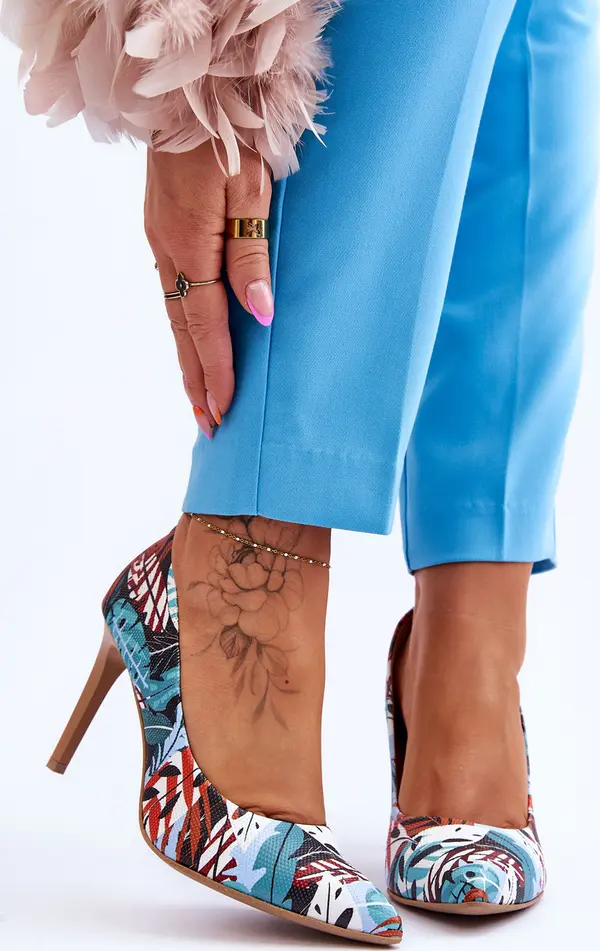 Boto Модни кожени обувки на висок ток Lewski Shoes 2659 Зелено-синьо