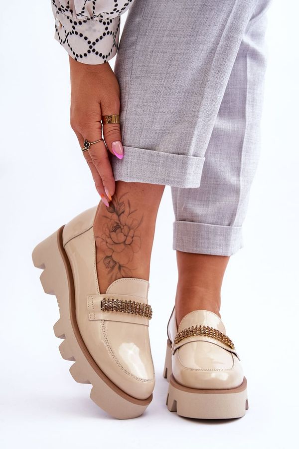 Laura Messi Модни мокасини на платформа с декорация Laura Messi 2600 бежово