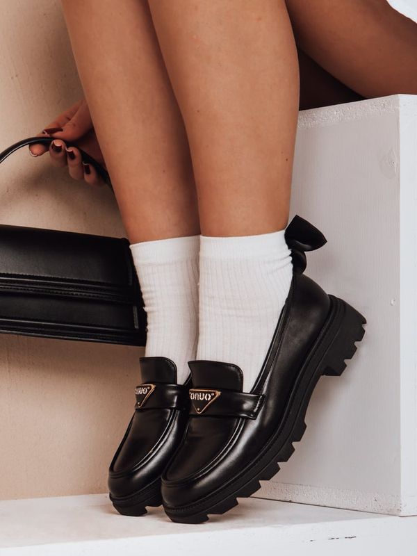 DStreet Mokasyna damskie na płaskiej podeszwie ELEGANCIO czarne Dstreet