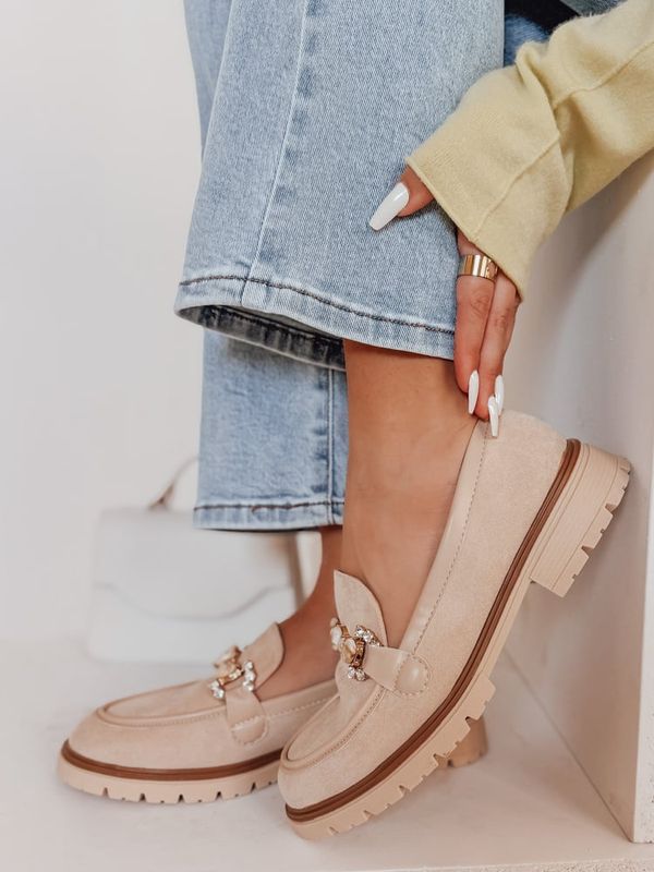 DStreet Mokasyny damskie na płaskiej podeszwie LOFINKA beżowe Dstreet