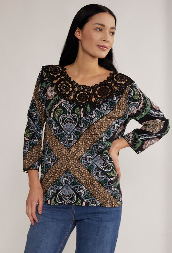 MONNARI MONNARI Woman's Blouses Patterned Blouse With Lace Multi Black