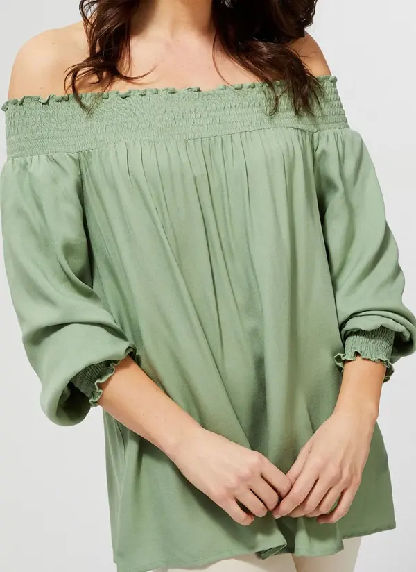 Moodo Moodo Light Green Off-the-Shoulder Top - Women's