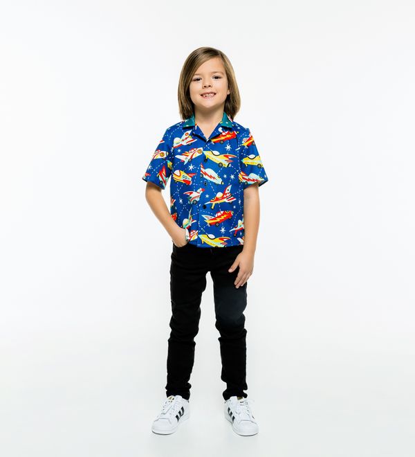 Mr. GUGU & Miss GO Mr. GUGU & Miss GO Kids's Shirt SH-K1616 Navy Blue
