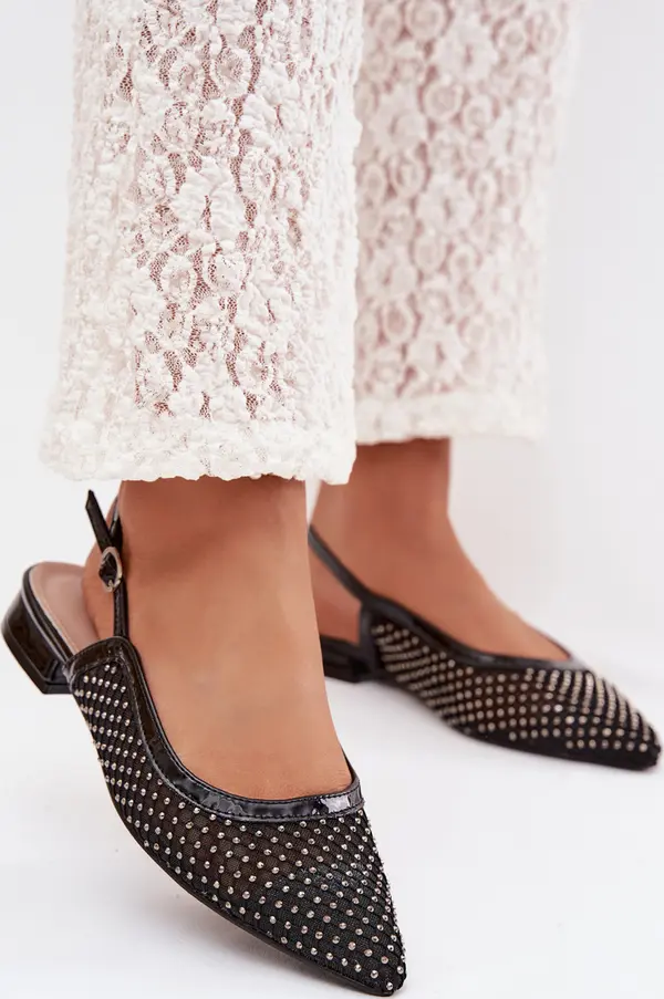 Boto Мрежести балерини с отворен ток Boto Pyvona черни