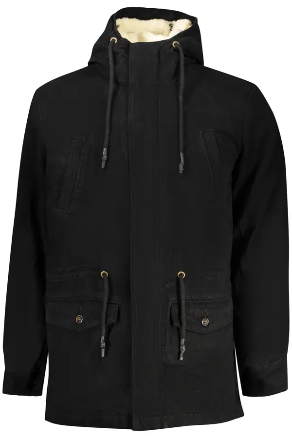 U.S. GRAND Мъжка черна парка с качулка