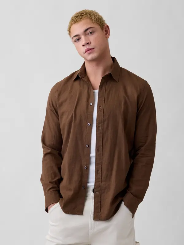 GAP Мъжка ленена риза GAP, стандартна кройка