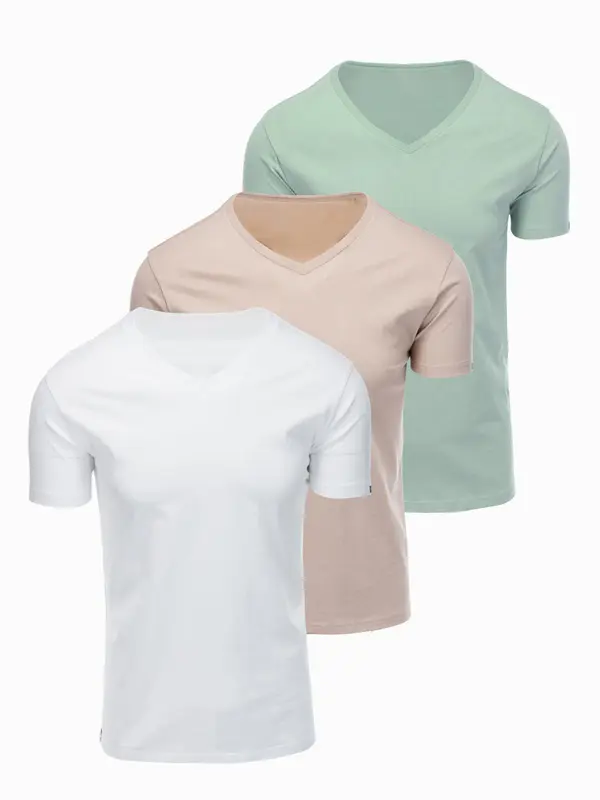 Ombre Мъжка памучна тениска Ombre BASIC с V-образно деколте - комплект