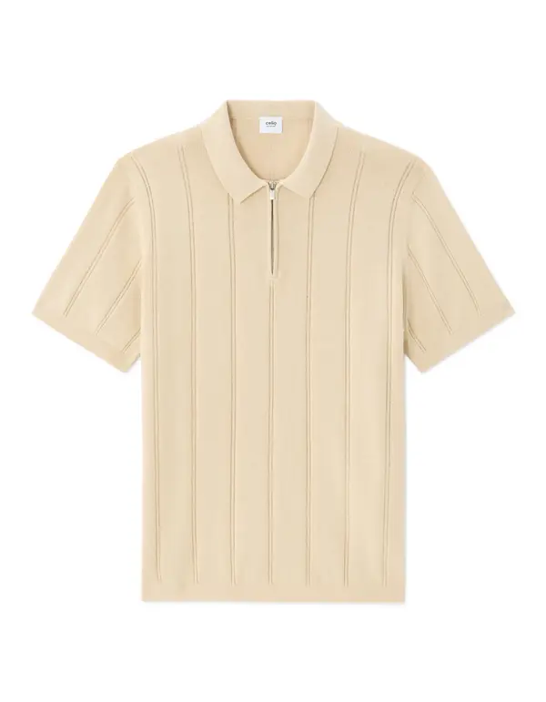 Celio Мъжка поло тениска Celio Nedude в бежов цвят