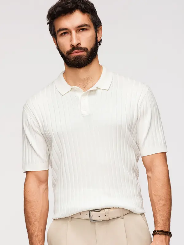 Ombre Мъжка поло тениска Ombre SLIM FIT с вискозна райета