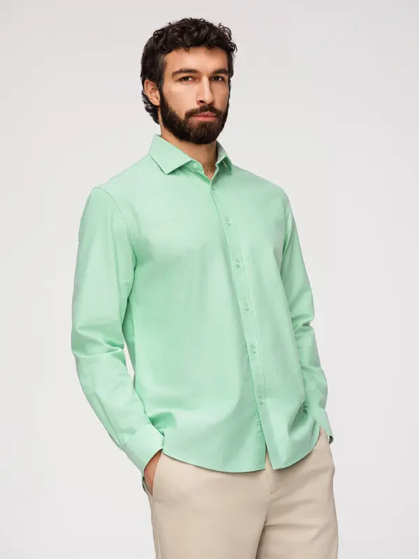 Ombre Мъжка риза Ombre Oxford в пастелни цветове