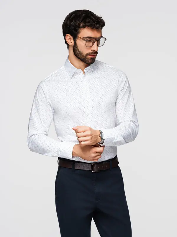 Ombre Мъжка риза Ombre REGULAR FIT с джоб - сива