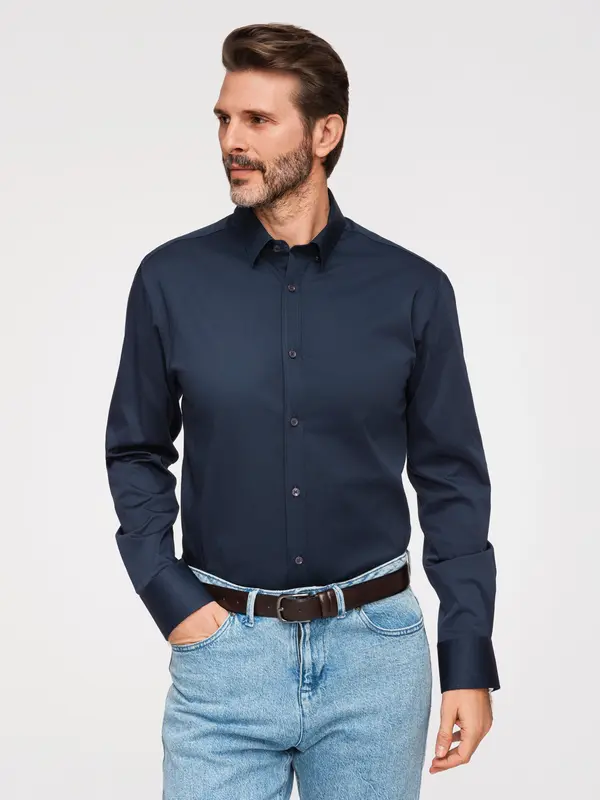 Ombre Мъжка сатенена риза Ombre SLIM FIT