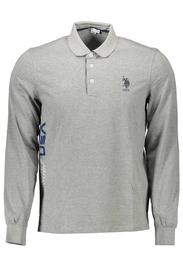US Polo Assn Мъжка сива поло риза с дълъг ръкав