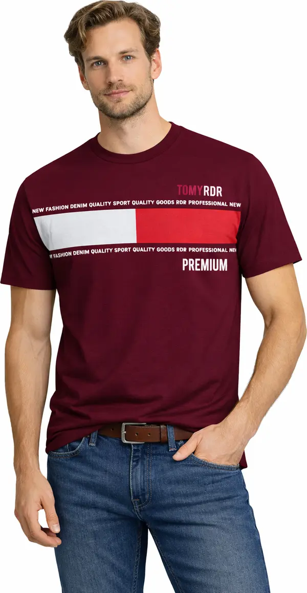 JUMPER Мъжка тениска пуловер бордо