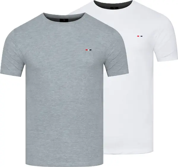 STARLEE Мъжка тениска Starlee - бяло-сива, комплект от 2 броя