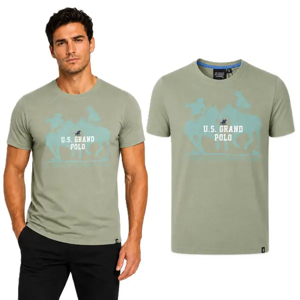 U.S. GRAND POLO EQUIPMENT & APPAREL Мъжка тениска US Grand Polo, зелена