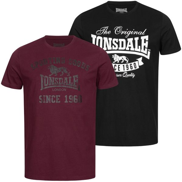 Lonsdale Мъжка тениска. Lonsdale 115086-Black/Oxblood