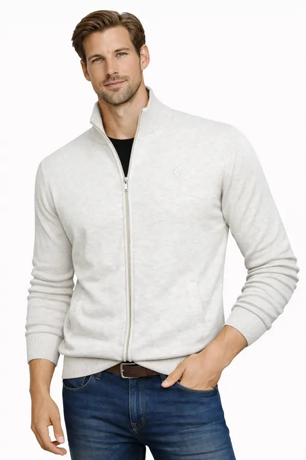 ORIGINAL REDWAY Мъжки бежов пуловер с копчета