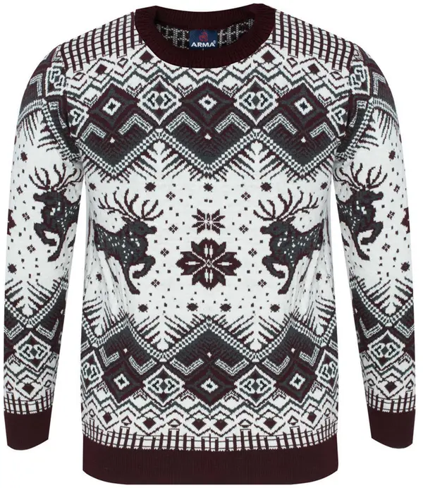 ARMA Мъжки бордо коледен пуловер