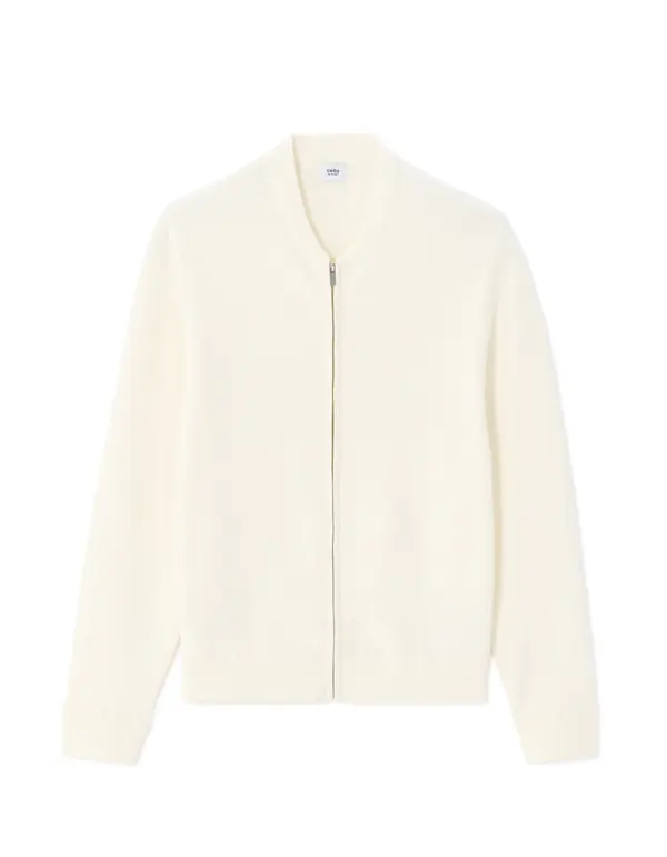 Celio Мъжки бял пуловер с цип