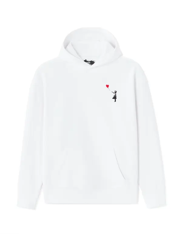 Celio Мъжки бял суичър с качулка Banksy