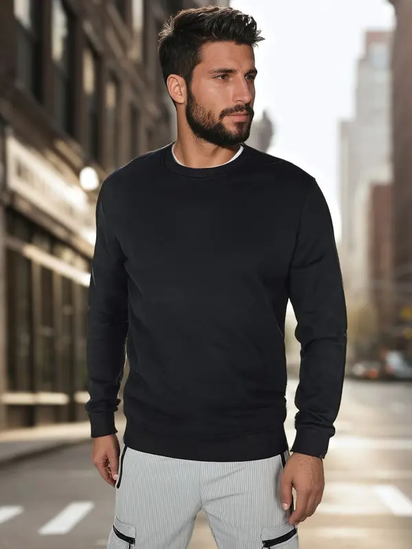 DStreet Мъжки черен базов суитшърт Dstreet