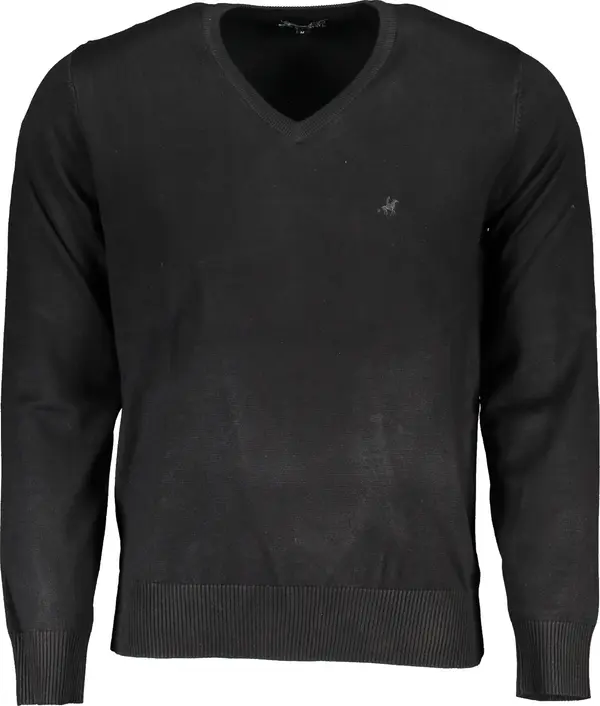 U.S. GRAND Мъжки черен пуловер с V-образно деколте