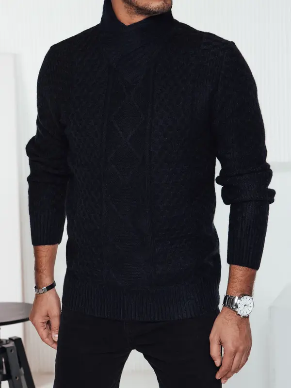 DStreet Мъжки черен пуловер с висока яка
