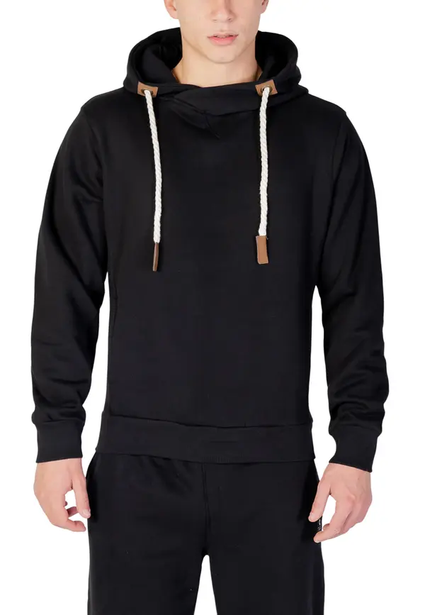 Yos Мъжки черен суичър с качулка