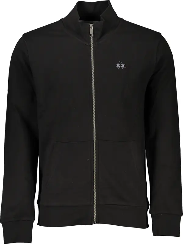 La Martina Мъжки черен суитшърт с цип La Martina