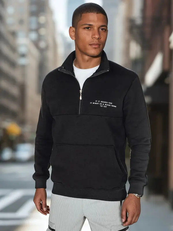 DStreet Мъжки черен суитшърт с щампа