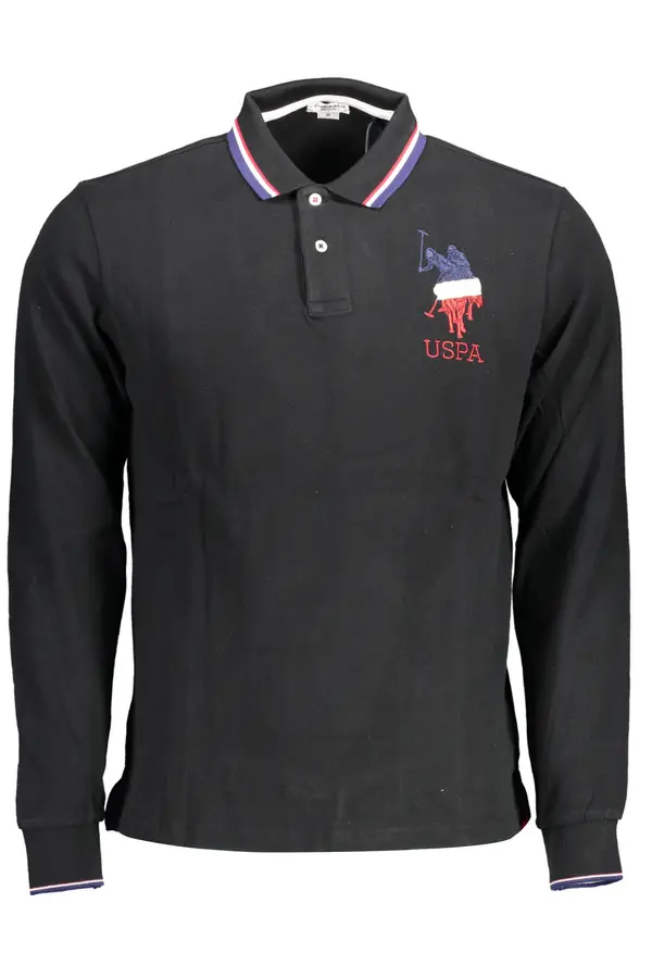 US Polo Assn Мъжки черни поло ризи с дълъг ръкав