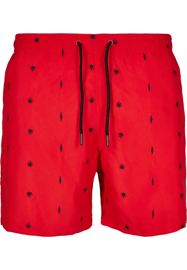 Urban Classics Мъжки червени плувни шорти с бродерия