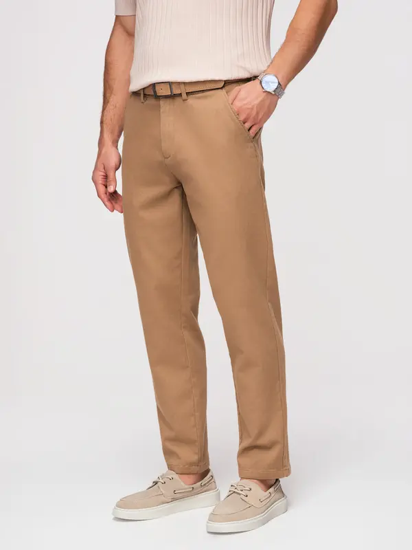 Ombre Мъжки чинос панталон SLIM FIT - кафяв