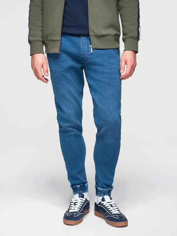 Ombre Мъжки дънкови джогър панталони Ombre с връзки на талията - сини