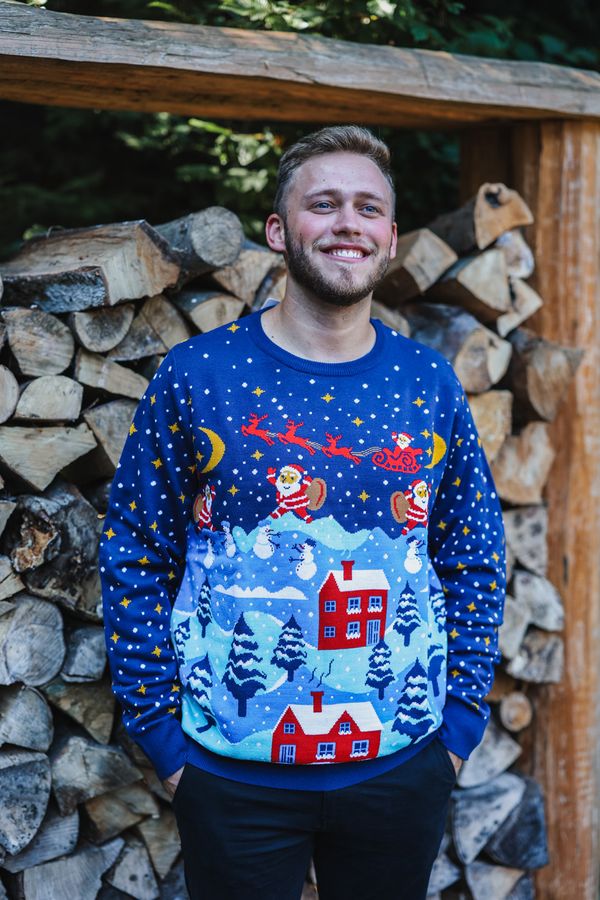 Frogies Мъжки коледен пуловер Frogies Printed