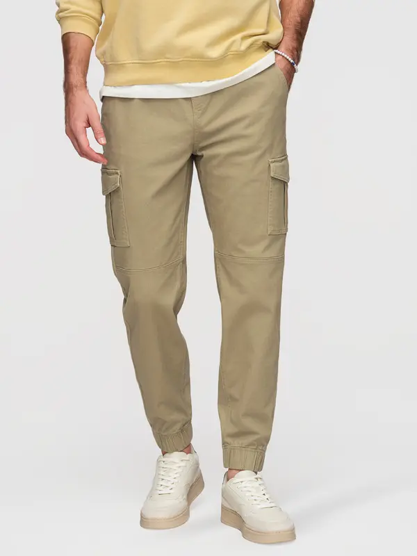 Ombre Мъжки омбре панталон JOGGERS с карго джобове - каки