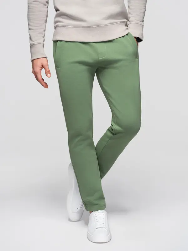 Ombre Мъжки памучен спортен панталон Ombre BASIC - зелен