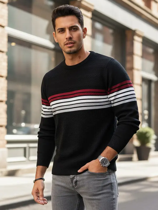 DStreet Мъжки пуловер с шарки