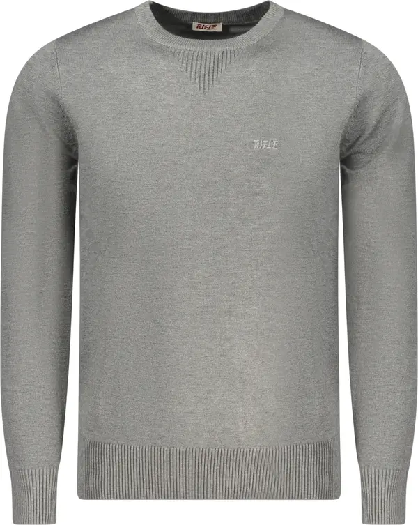 Rifle Мъжки сив пуловер с бродерия