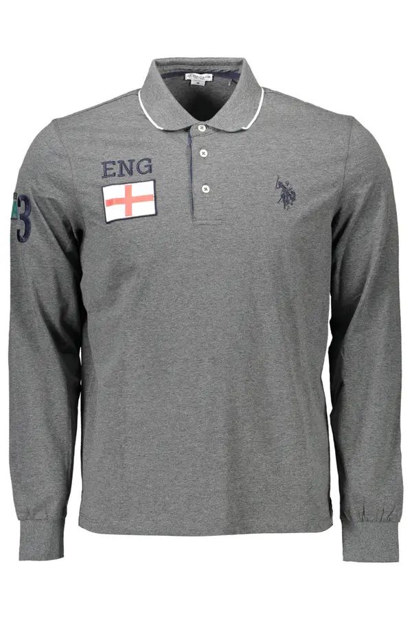 US Polo Assn Мъжки сиви поло ризи с дълъг ръкав