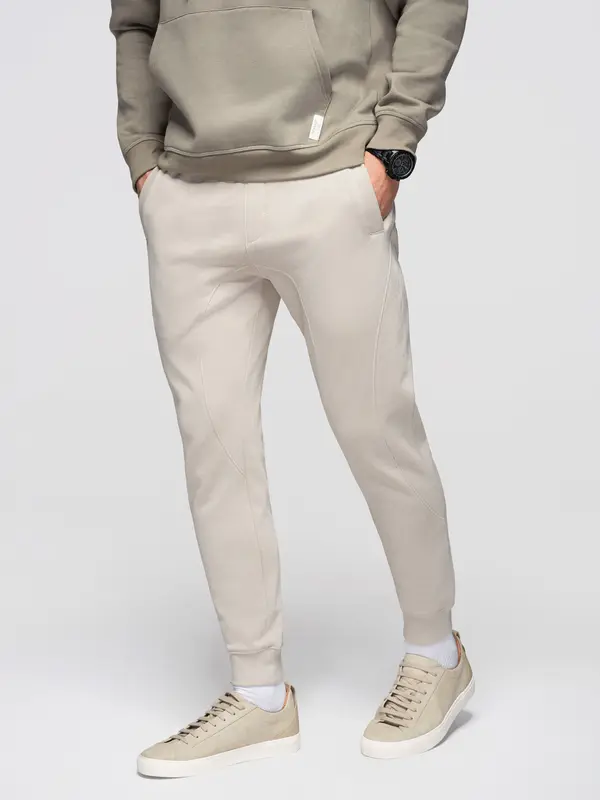 Ombre Мъжки спортни панталони Ombre BASIC - светло бежови