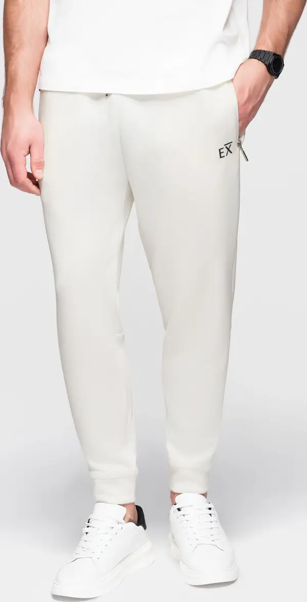 Ombre Мъжки спортни панталони Ombre Eximio - бели