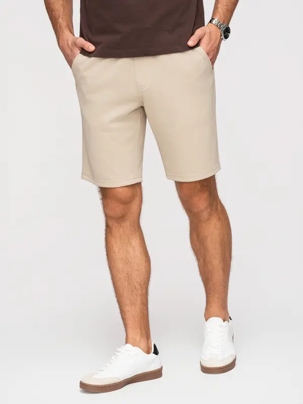 Ombre Мъжки структурирани шорти REGULAR FIT - бежови
