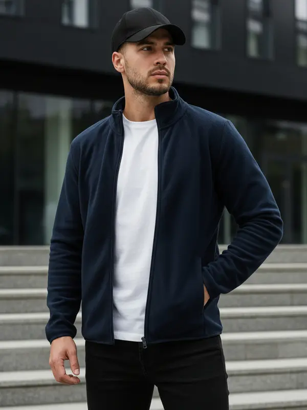 DStreet Мъжки суичър с цип, цвят гранат