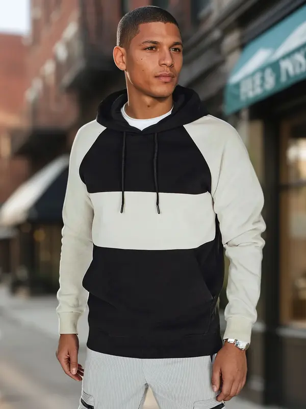 DStreet Мъжки суичър с качулка в раиран дизайн